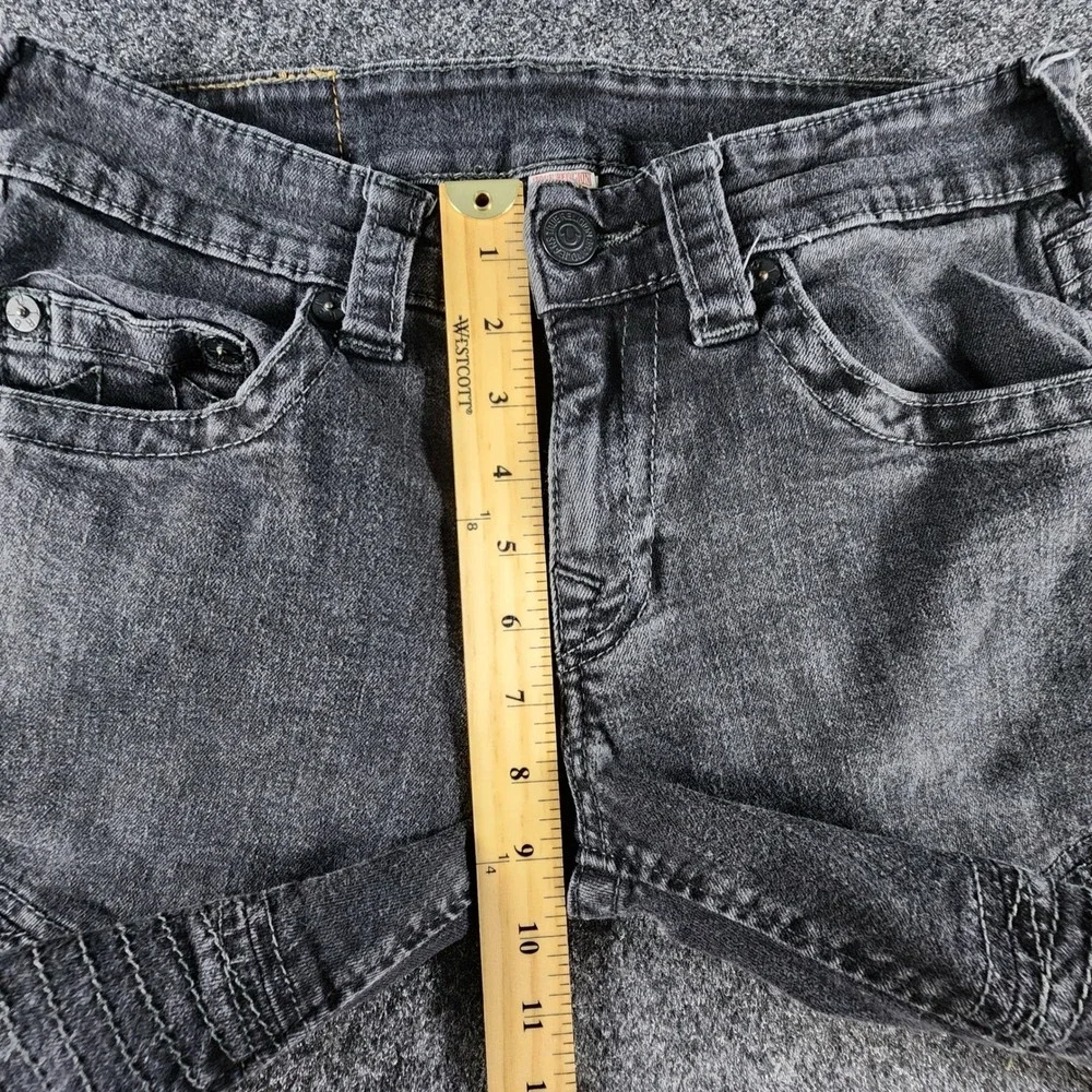 True Religion Mens Skinny Moto DK Black‎ Jeans Size 29 Biker Denim